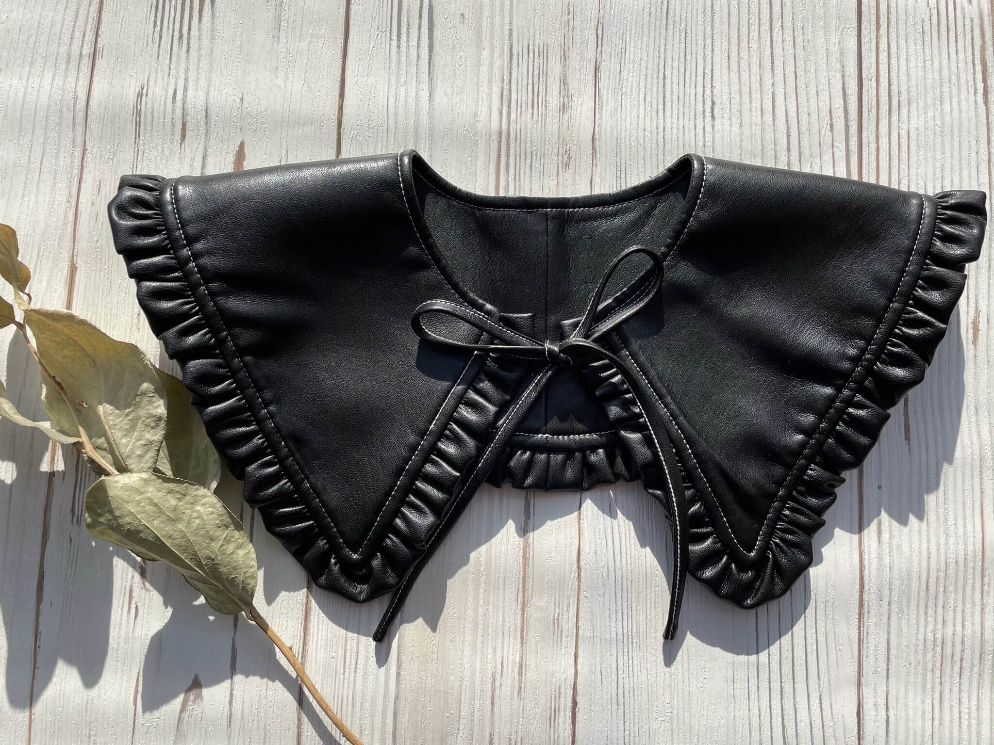 レザーつけ襟Black