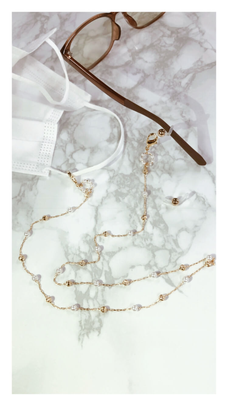 眼鏡チェーンとしても使えるパールマスクチェーン