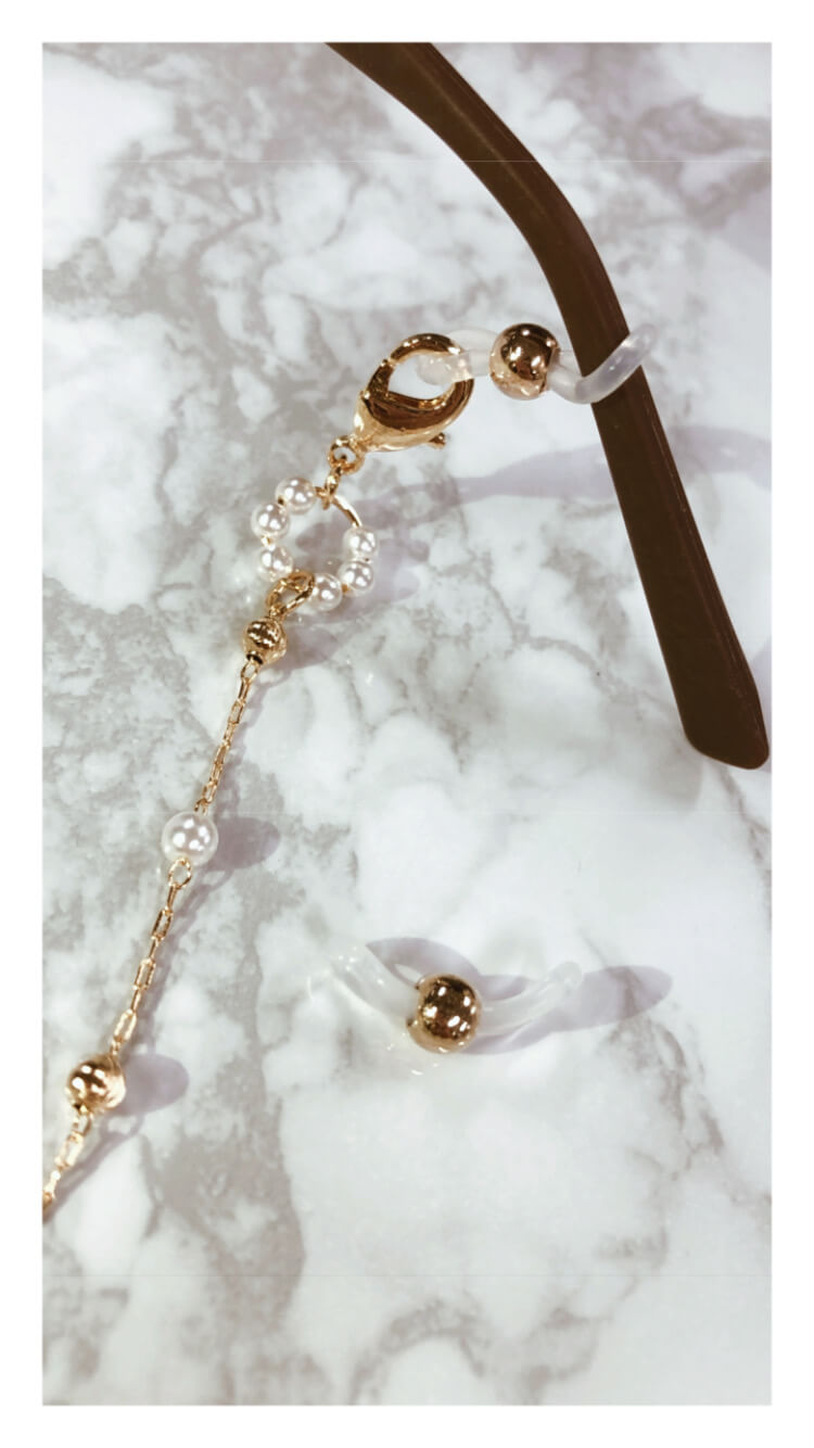 眼鏡チェーンとしても使えるパールマスクチェーン