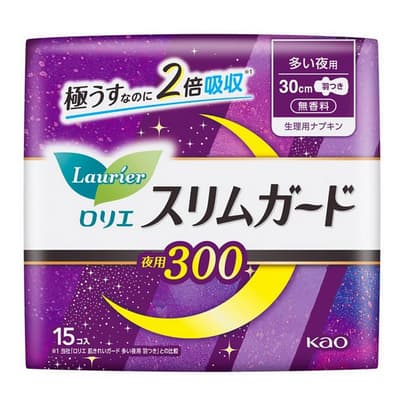  ロリエ スリムガード 多い夜用 羽つきナプキン (30cm×15枚入) 生理用ナプキン