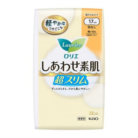ロリエ しあわせ素肌 超スリム軽い日用　羽なしナプキン (17cm×32枚入) 生理用ナプキン