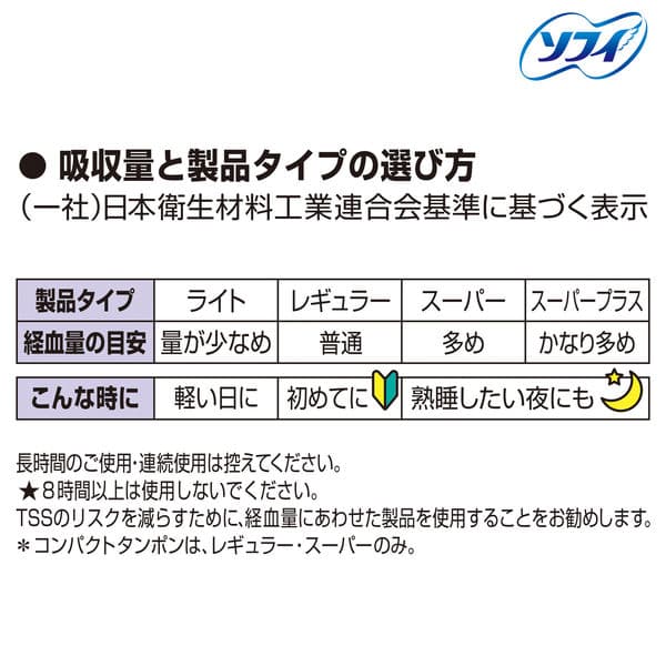 ソフィ コンパクトタンポン　スーパー(多い日用)　8個  