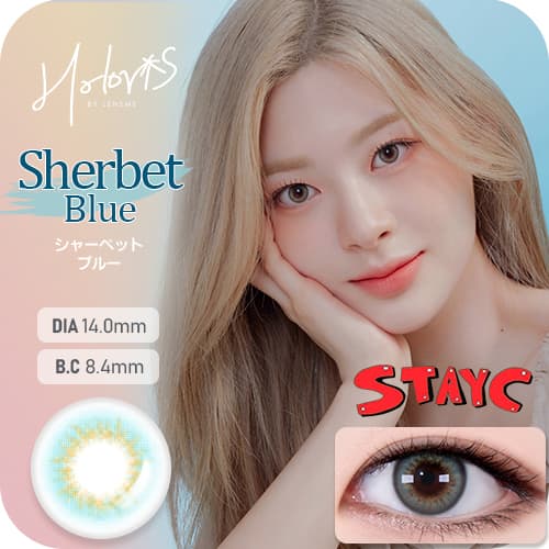 JINJIN(ジンジン)イメージモデルの韓国カラコン「HOLORIS BY LENSME(ホロリス by レンズミー)」のシャーベットブルーの詳細