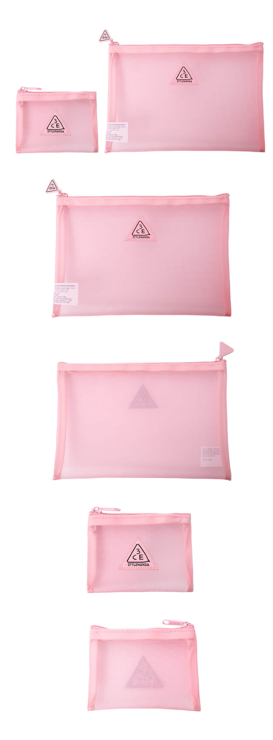 3CE PINK RUMOUR MESH POUCH