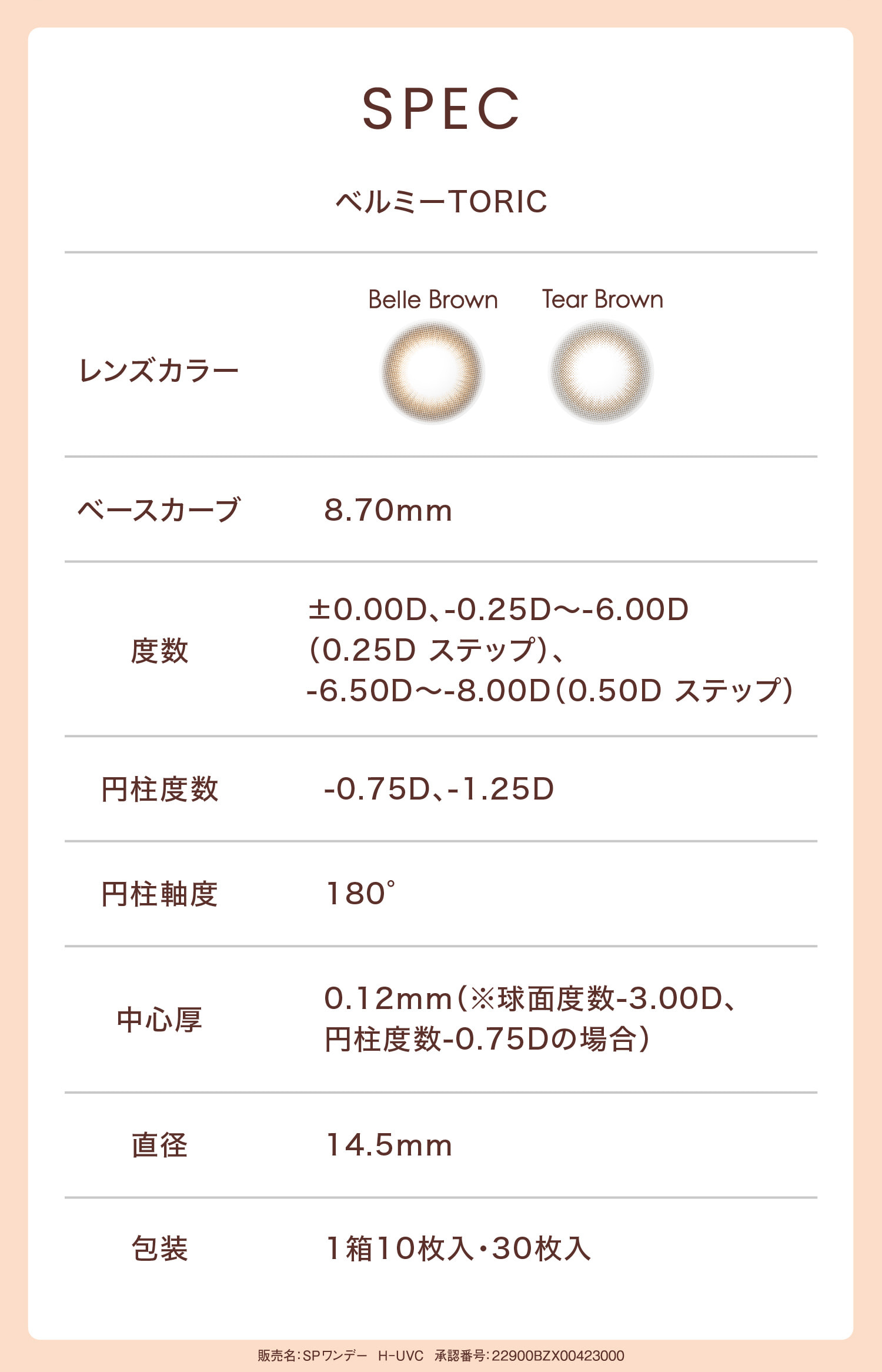 Belleme（ベルミー）ワンデーレンズスペック）
