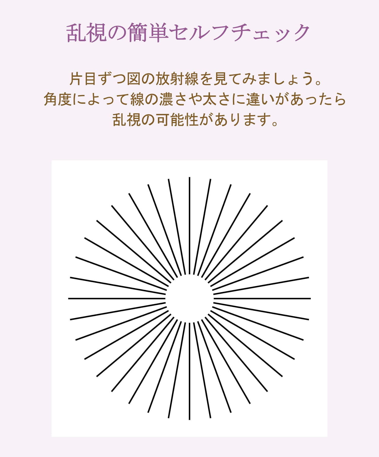 シードアイコフレワンデーUVの乱視用セルフチェック
