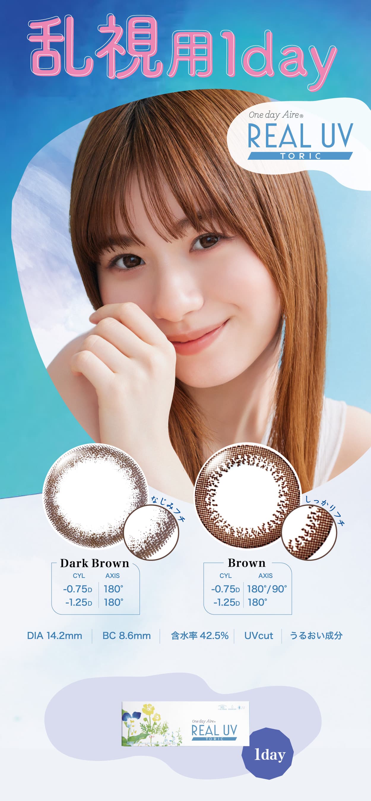 乱視用カラコン「ワンデーアイレリアルUVトーリック」