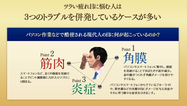 Vロートプレミアムはパソコン作業等で酷使される現代人の目。ガマンの限界を超えた目の疲れに効く