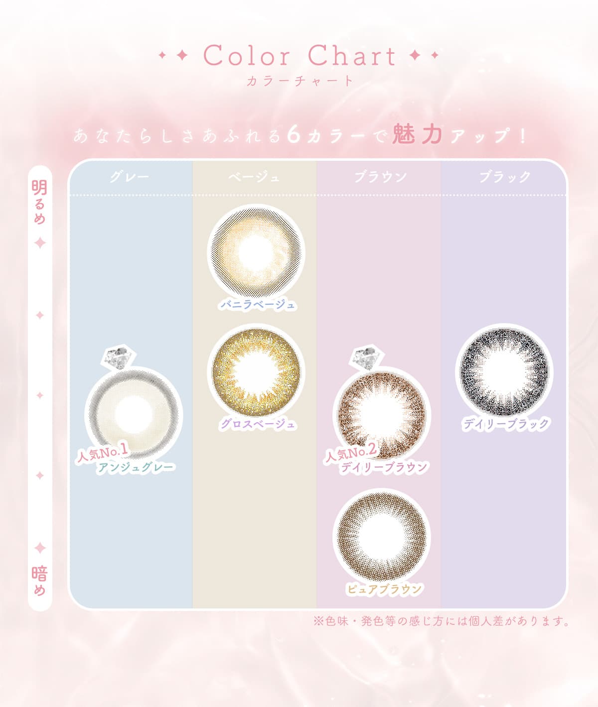 シェリーバイダイヤ（Cherir by Diya(6枚入)カラーチャート