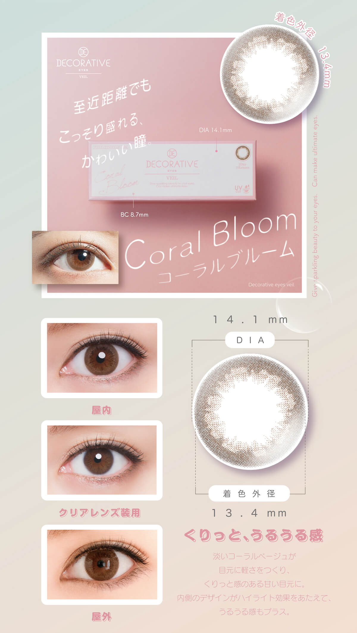 デコラティブアイズワンデー ヴェール 1箱10枚入 1日使い捨て（度なし・度あり） 