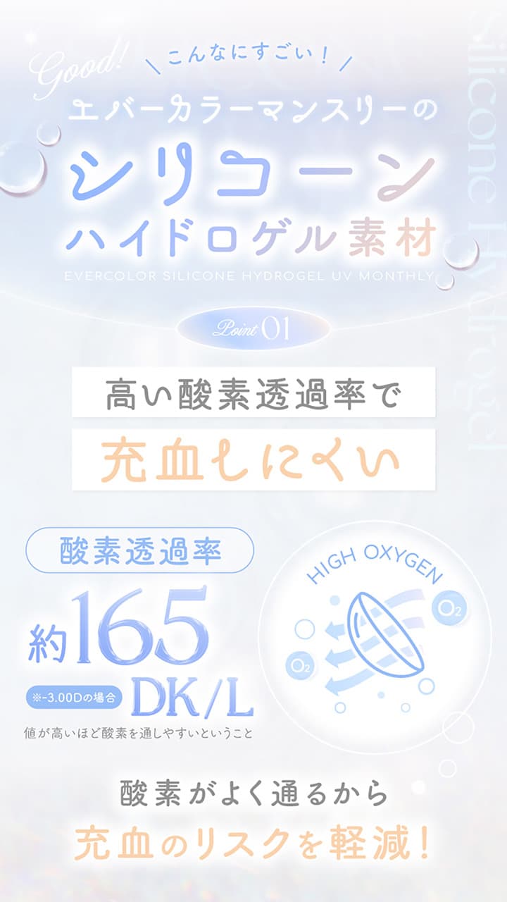 エバーカラーマンスリーシリコーンハイドロゲル素材のすごさとポイント