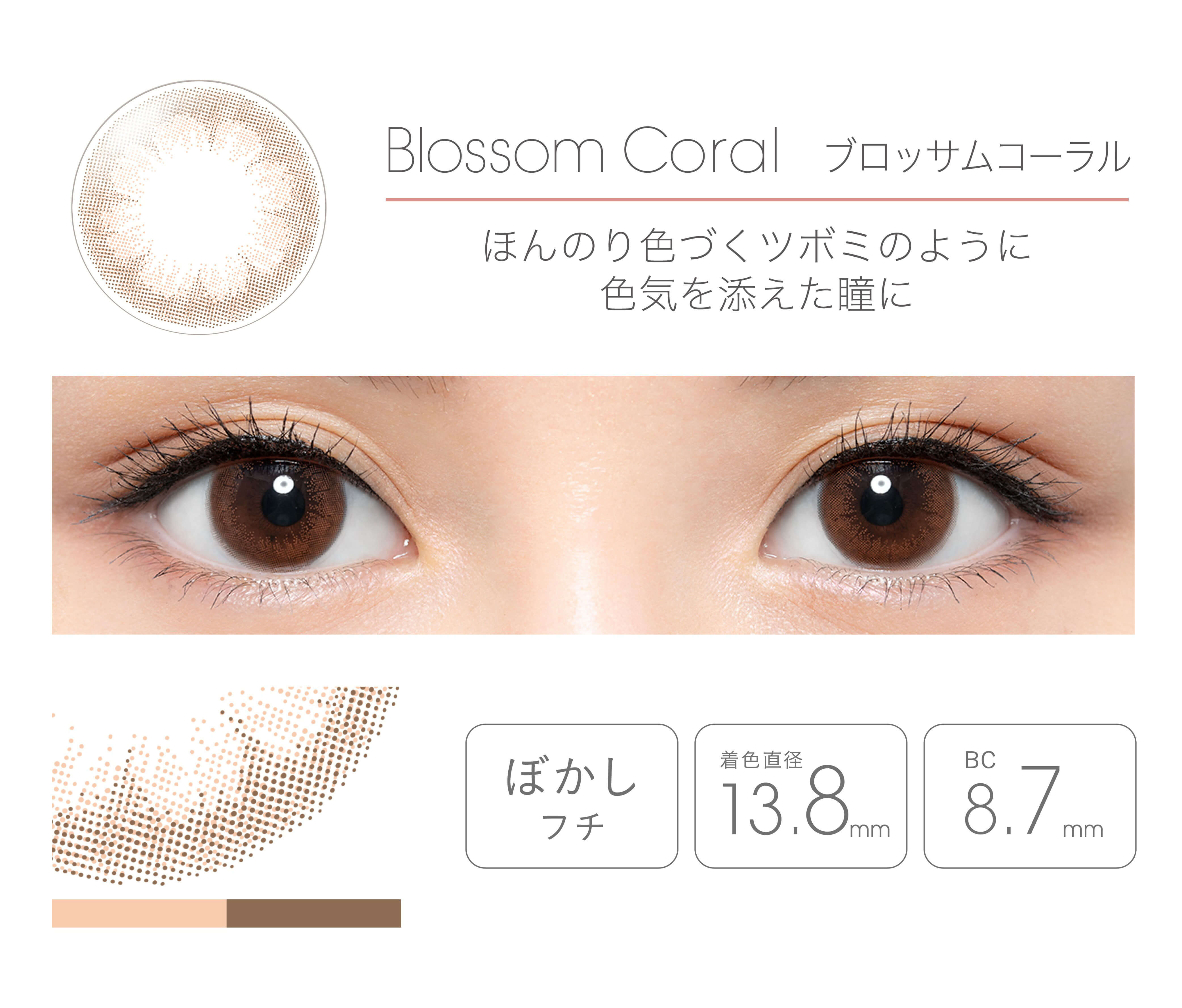 フェアリーマンスリー2枚入/度なし・度あり カラコン　ブロッサムコーラル詳細・装用