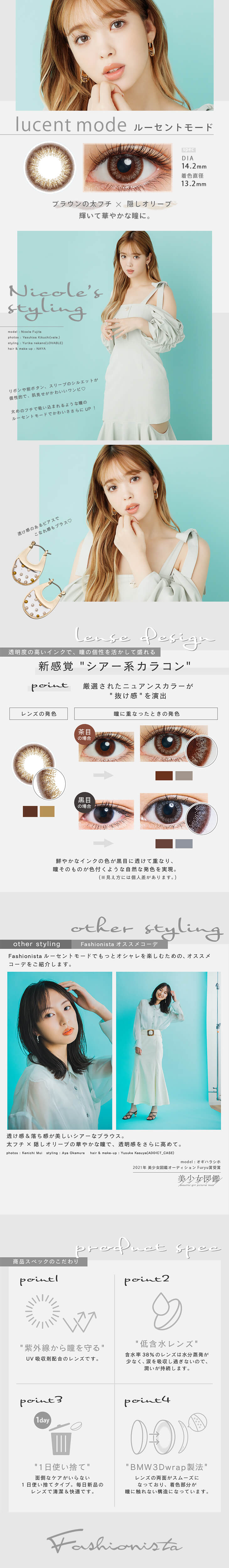 ファッショニスタワンデー UV 10枚入/度なし・度あり カラコン