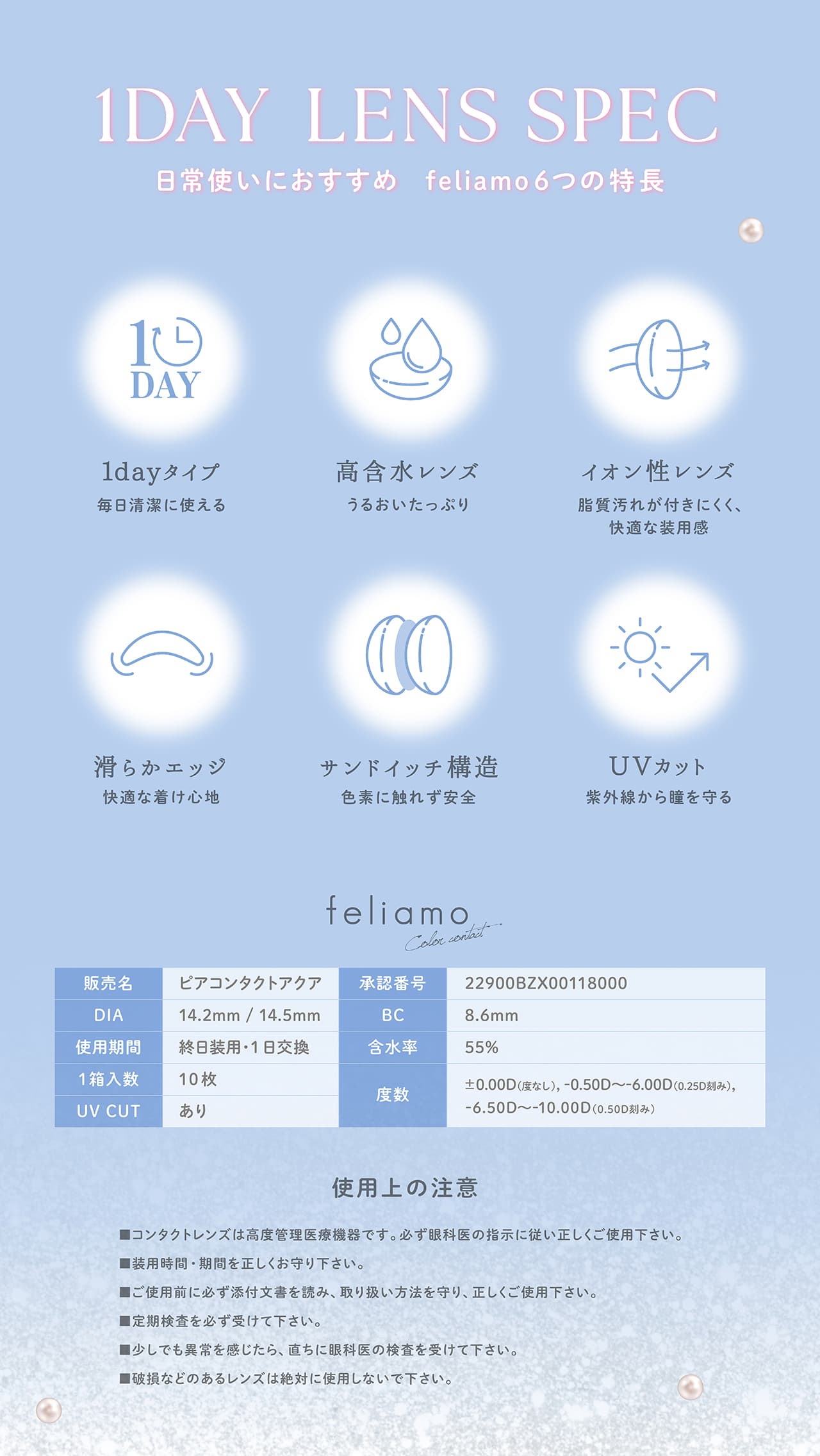 白石麻衣イメージモデルのフェリアモワンデー（feliamo）レンズスペック