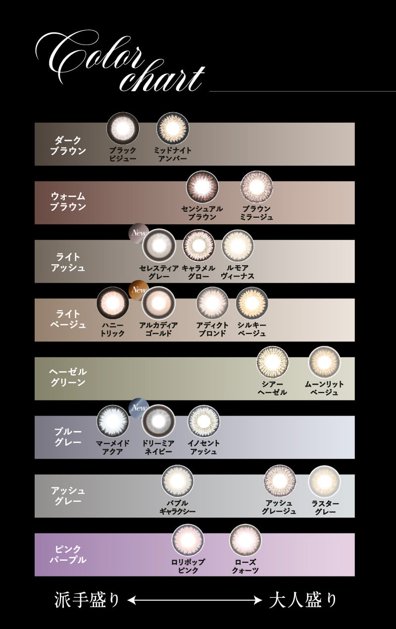 loveil ラヴェールカラーチャート