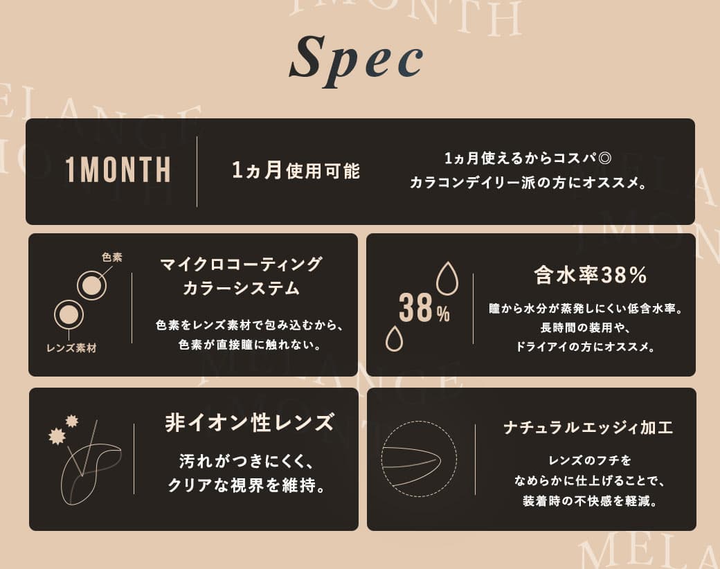 メランジェバイマジックカラーマンスリーレンズスペック
