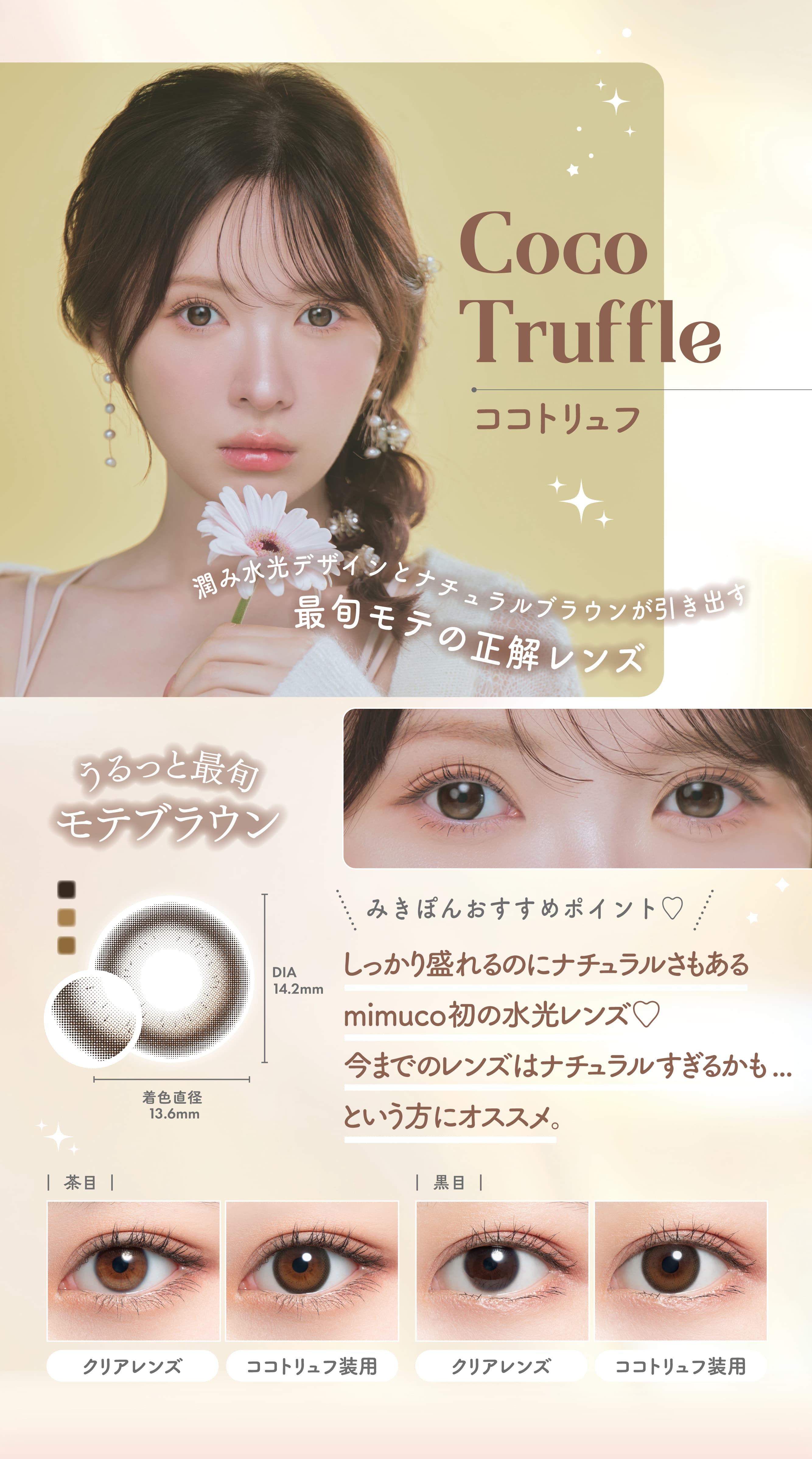 かわにしみきプロデュースカラコンmimuco（ミムコ）ココトリュフ詳細