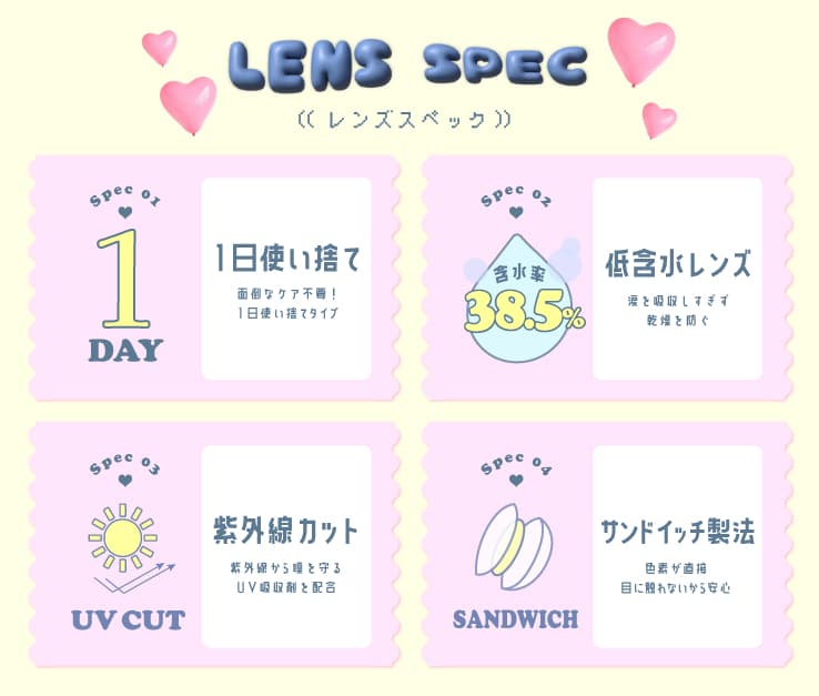 プリモアワンデー（PRIMORE 1day）「プリで盛れる」がコンセプト。レンズスペック