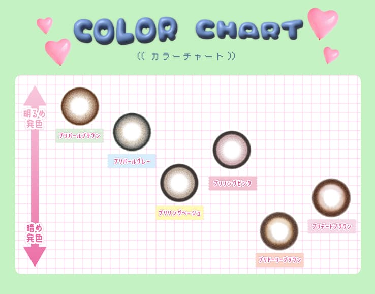 プリモアワンデー（PRIMORE 1day）「プリで盛れる」がコンセプト。カラコンカラーチャート