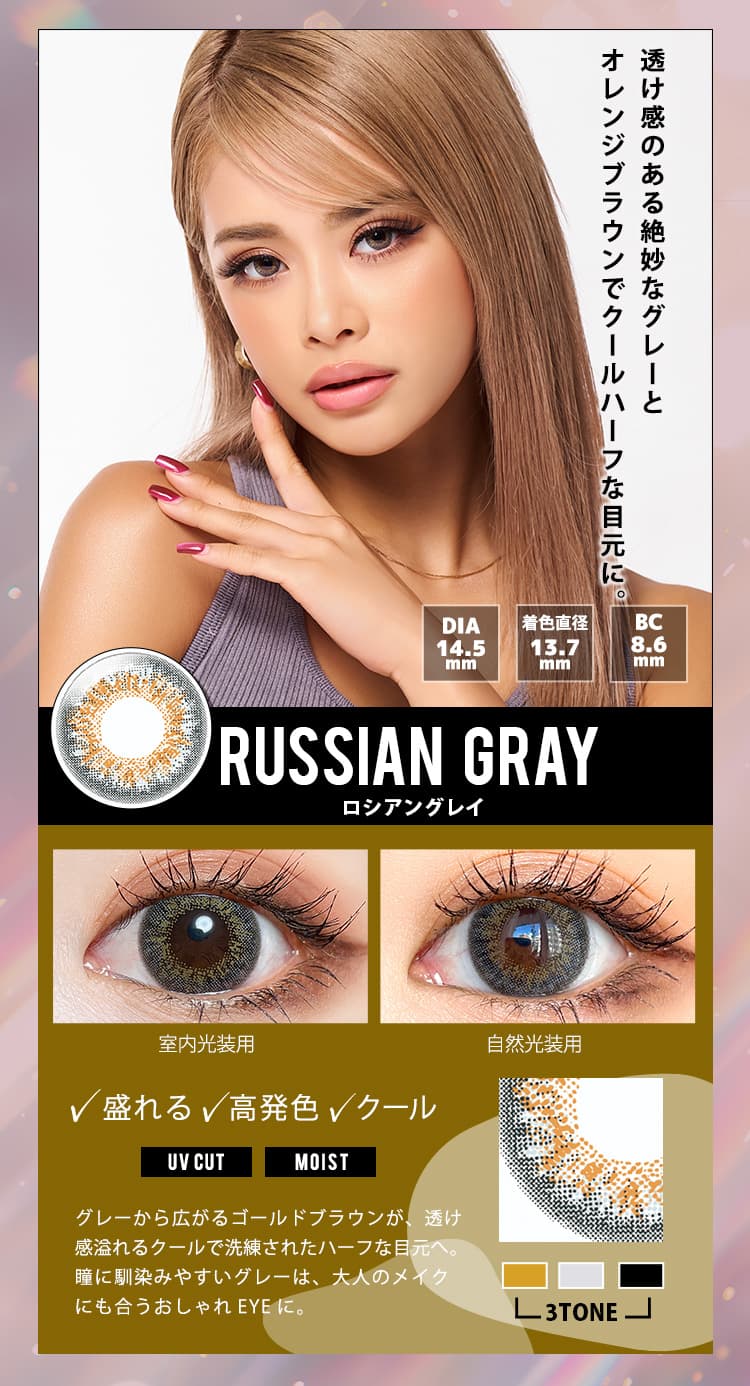 TwinKle Eyes 1day UV（トゥインクルアイズ1dayUVプラス）ロシアングレイ詳細