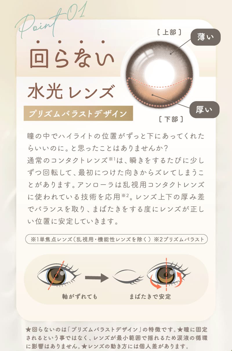 日本初！シリコーン素材-回らない水光カラコン-ワンデーリフレア アンローラ(Unrolla)10枚入 