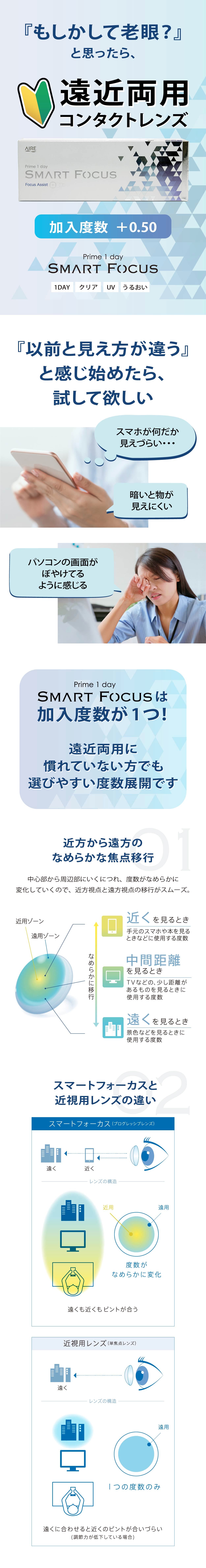 【遠近両用】プライムワンデー スマートフォーカス 5枚入《ADD(加入度数)+0.50》 