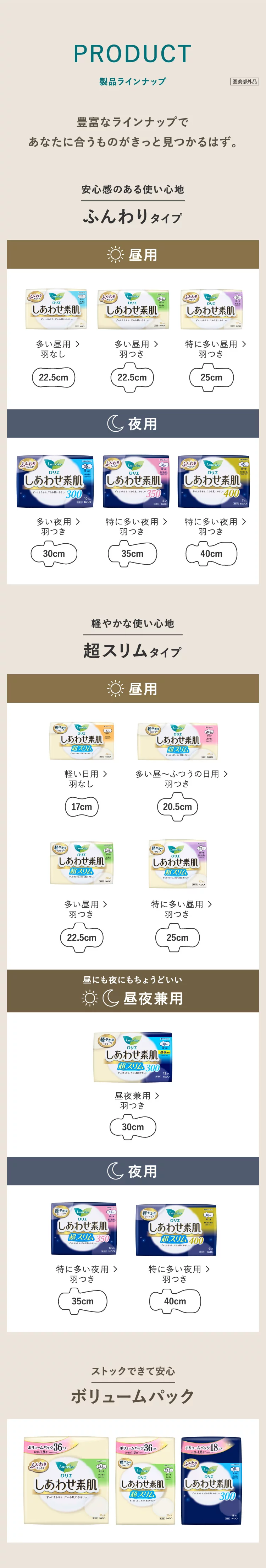   ロリエ しあわせ素肌 特に多い夜用　羽つきナプキン (35cm×8枚入)生理用ナプキン
