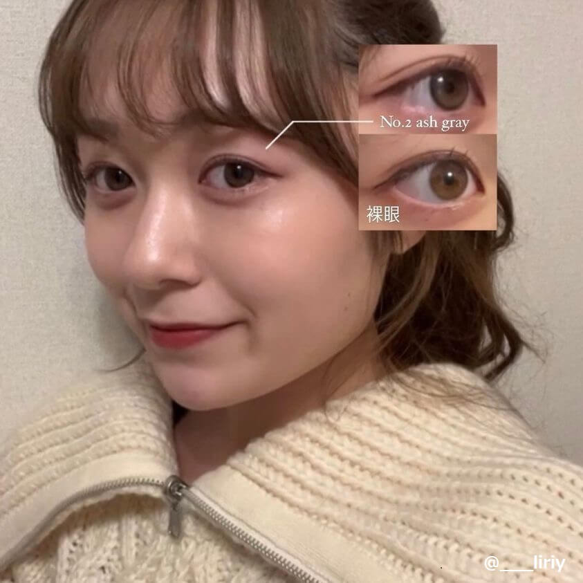 エンジェルアイズ 10枚入　装用画像（明るめ茶目さんアッシュグレー）