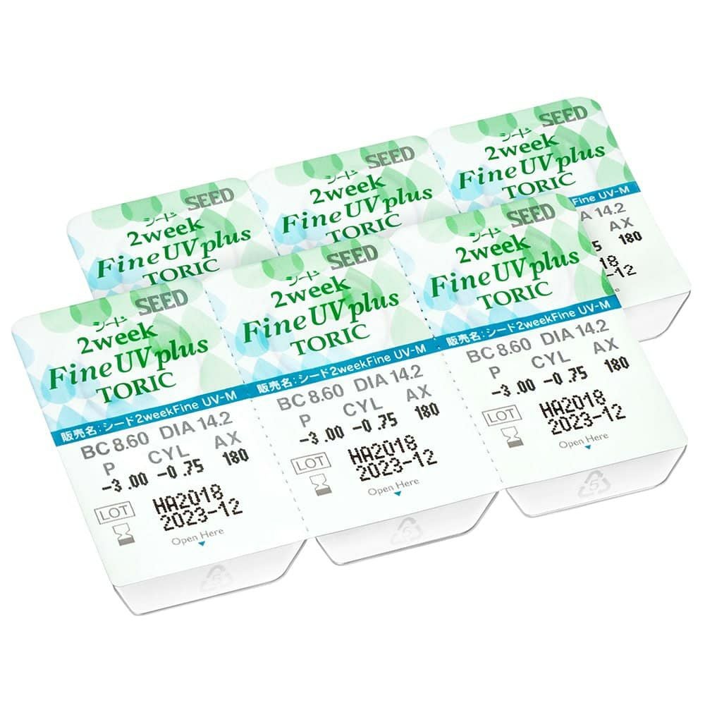 【CYL-0.75/AXIS180°】シード 2wee kファインUVプラストーリック(2weekFine UV plus TORIC) 6枚入 