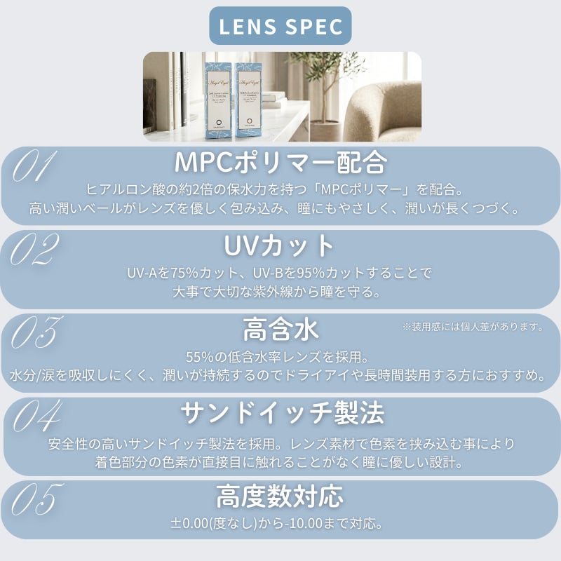 【CYL-1.25/180°】エンジェルアイズワンデートーリックUV 10枚入-レンズスペック-MPCポリマー配合-UVカット機能-高含水55％-サンドイッチ製法