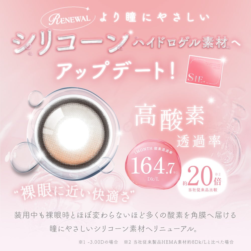 シーワンマンス(SIE 1month) 2枚入-TWICEMOMO-回らない水光カラコン-シリコーンハイドロゲル素材 