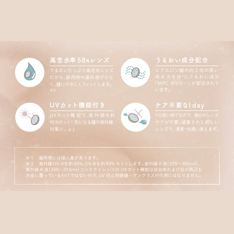 エンジェルカラーバンビワンデー 10枚入-益若つばさ-つーちゃんカラコン-バンビワンデー-回らない水光カラコン 