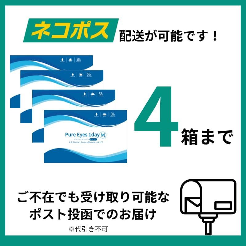 ピュアアイズワンデーは4箱までネコポスが可能