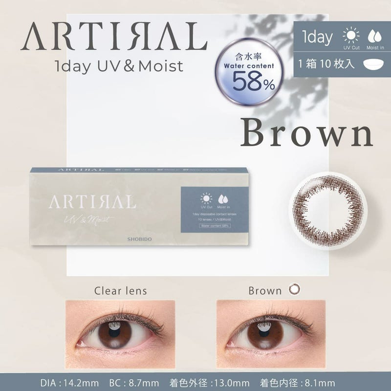 【高含水58％】アーティラル UV＆モイスト　10枚入[ブラウン] 