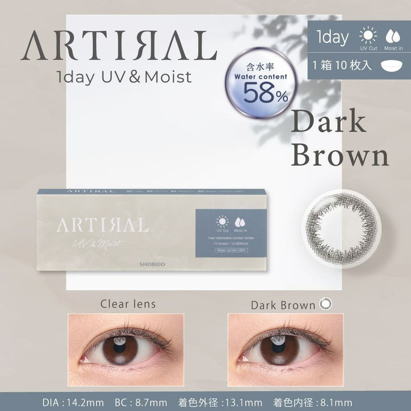 【高含水58％】アーティラル UV＆モイスト 10枚入[ダークブラウン] 