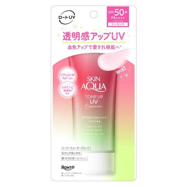 【ロート】スキンアクア トーンアップUVエッセンス ローズカラー（日焼け止め）SPF50+／PA++++ 80g 