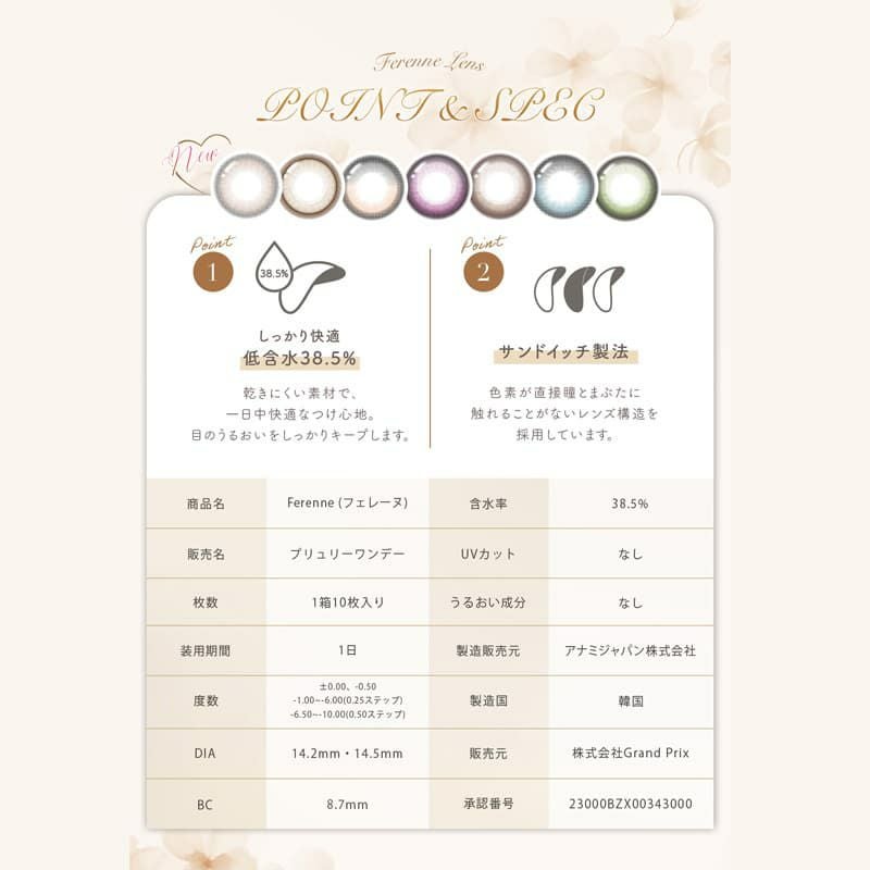 Ferenne-フェレーヌ-ヘラヘラ三銃士まりな-まりなカラコン-ワンデーカラコン-低含水レンズ